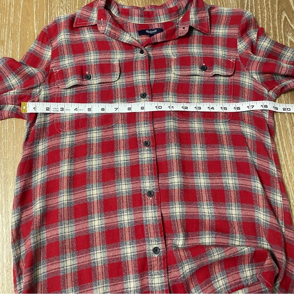 Madewell Ex-Boyfriend Fairfax Plaid Flannel Red Womens Small Button Down Shirt - Picture 8 of 9